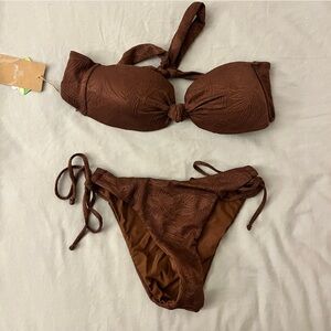 Brown Floral Bikini Top M and Bottom S